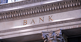 An image of the front of a bank building